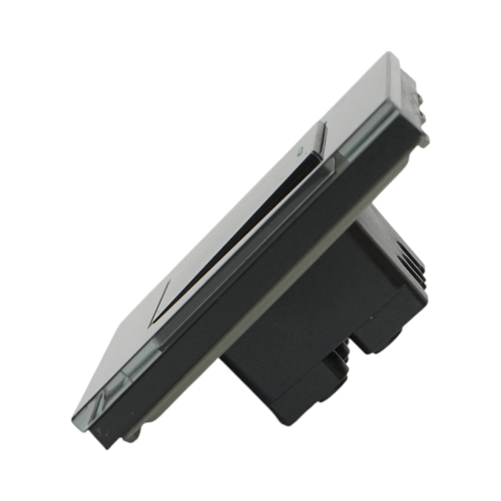 Interruttore da incasso per scale nero 220V, 16AX, spia luminosa, cornice in vetro 86x86x34mm