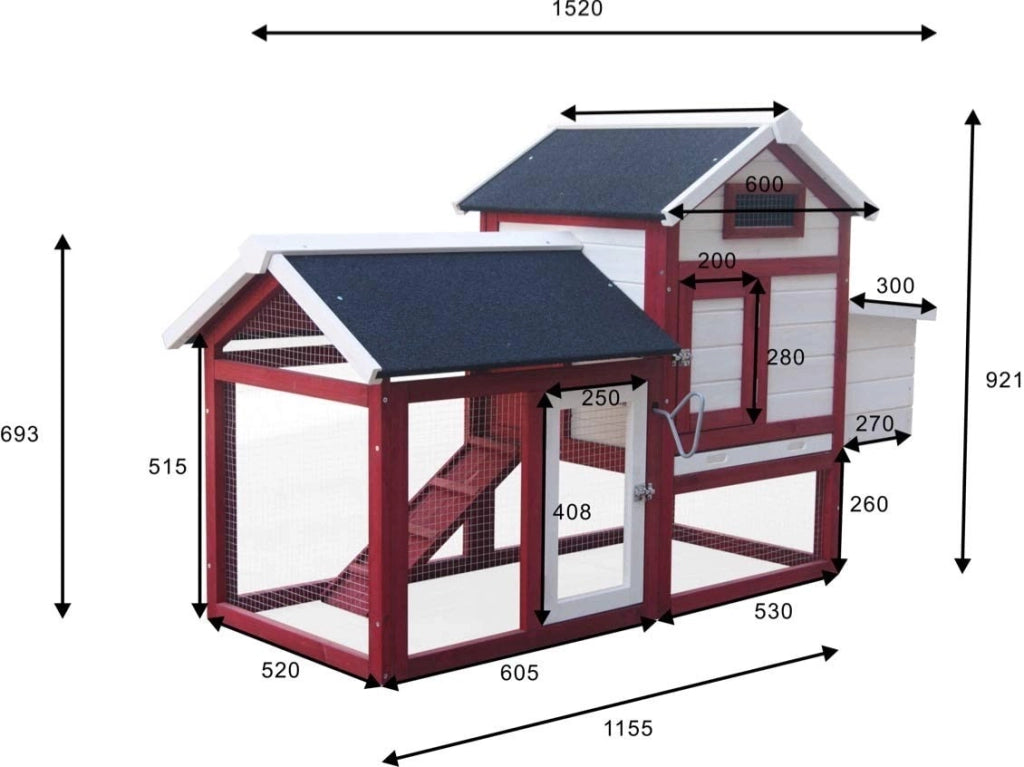 CASETTA PER GALLINE POLLAIO FORESTA IN LEGNO BICOLORE 152X62