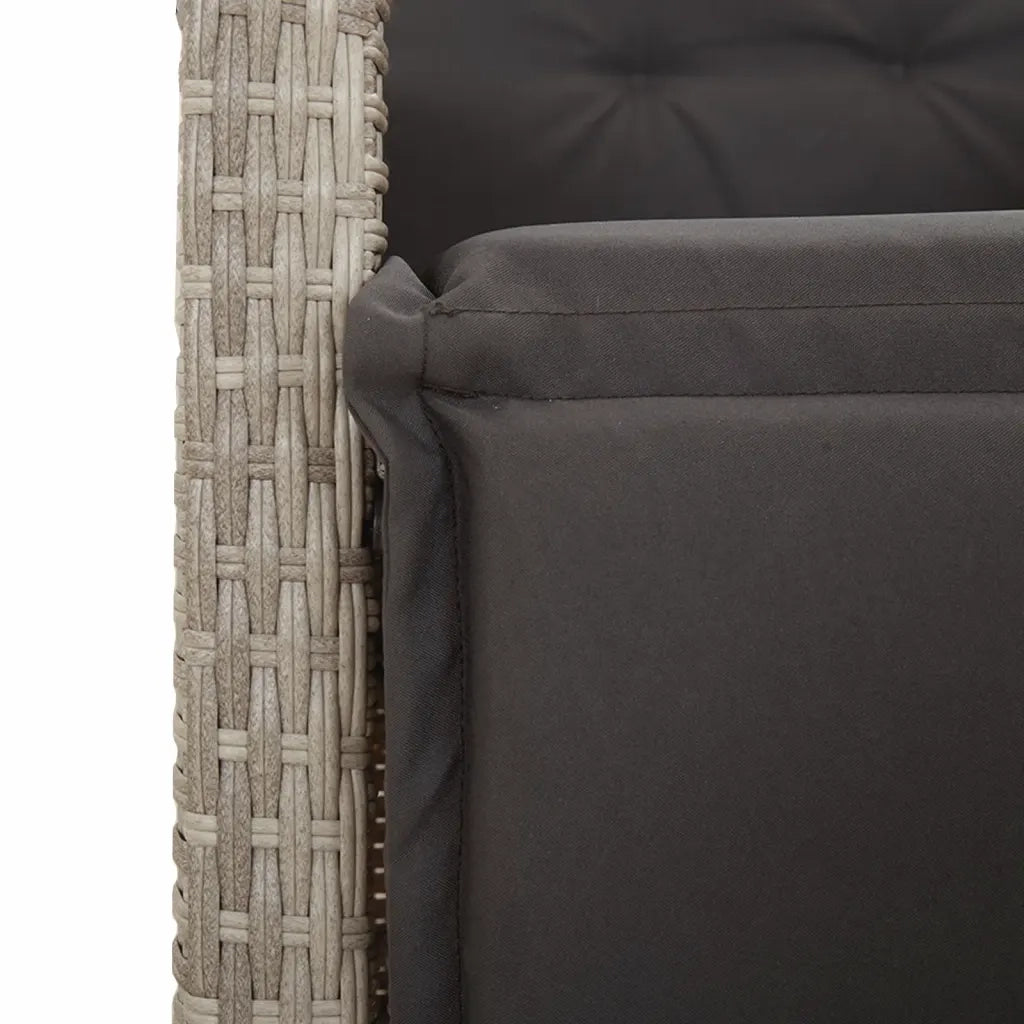 Set da Bistrò 3 pz con Cuscini Grigio Chiaro in Polyrattan