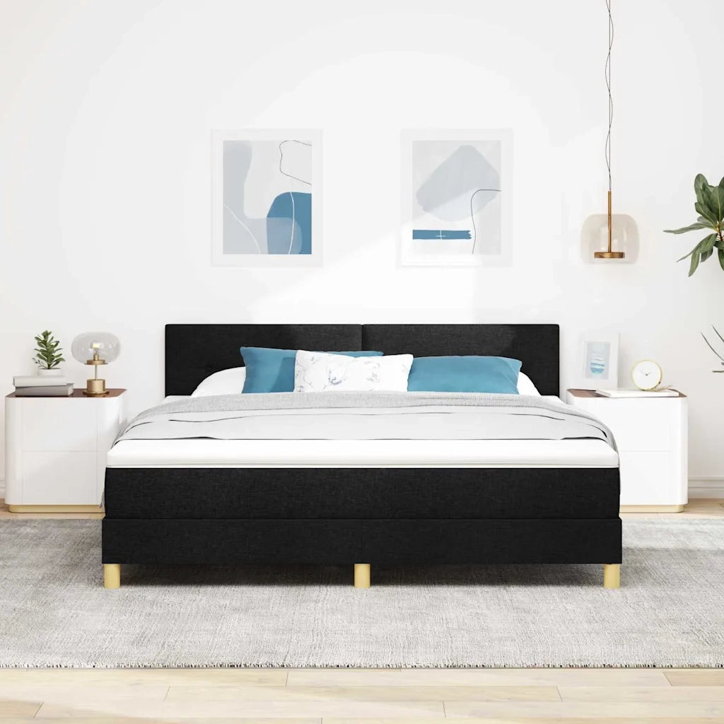 Letto a Sorgente LED con materasso Nero 180 x 200 cm Tessuto
