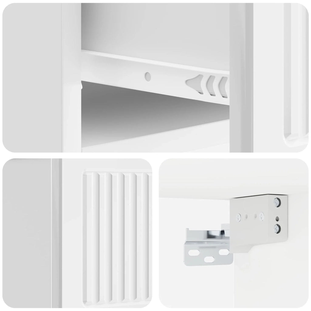 Set di 2 Comodini | Armadio da Notte | Mobiletto da notte a muro Bianco Lucido 33 x 34,5 x 20 cm