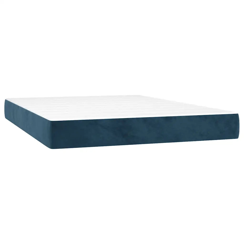 Letto a Molle con Materasso e LED Blu Scuro 140x190 cm 3136003