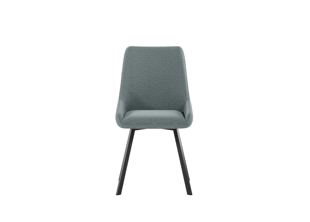 Sedia da interno Fox con seduta e schienale in microfibra color Acquamarina, struttura in metallo resistente, design moderno - Fox