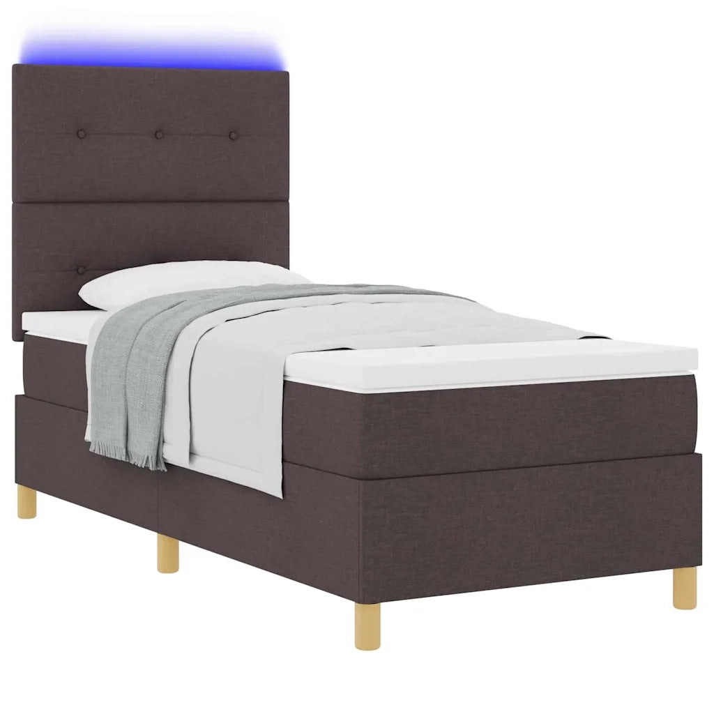 Letto a Sorgente LED Marrone Scuro 80 x 200 cm Tessuto 3343057