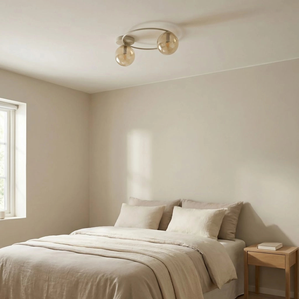 Lampada soffitto a anello SOPRA 2xE14 vetro beige Emibig