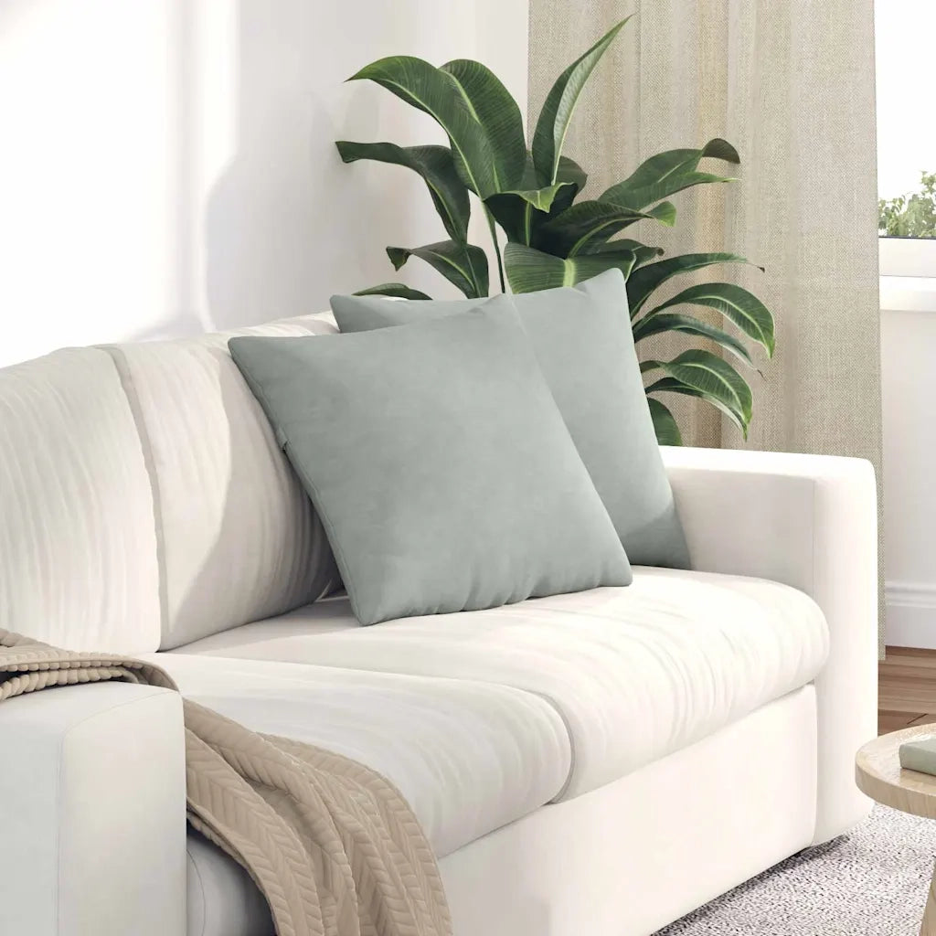 Cuscini da Divano 2 pz-Set di 2 Cuscini per Sofa Grigio chiaro 45 x 45 cm 388242