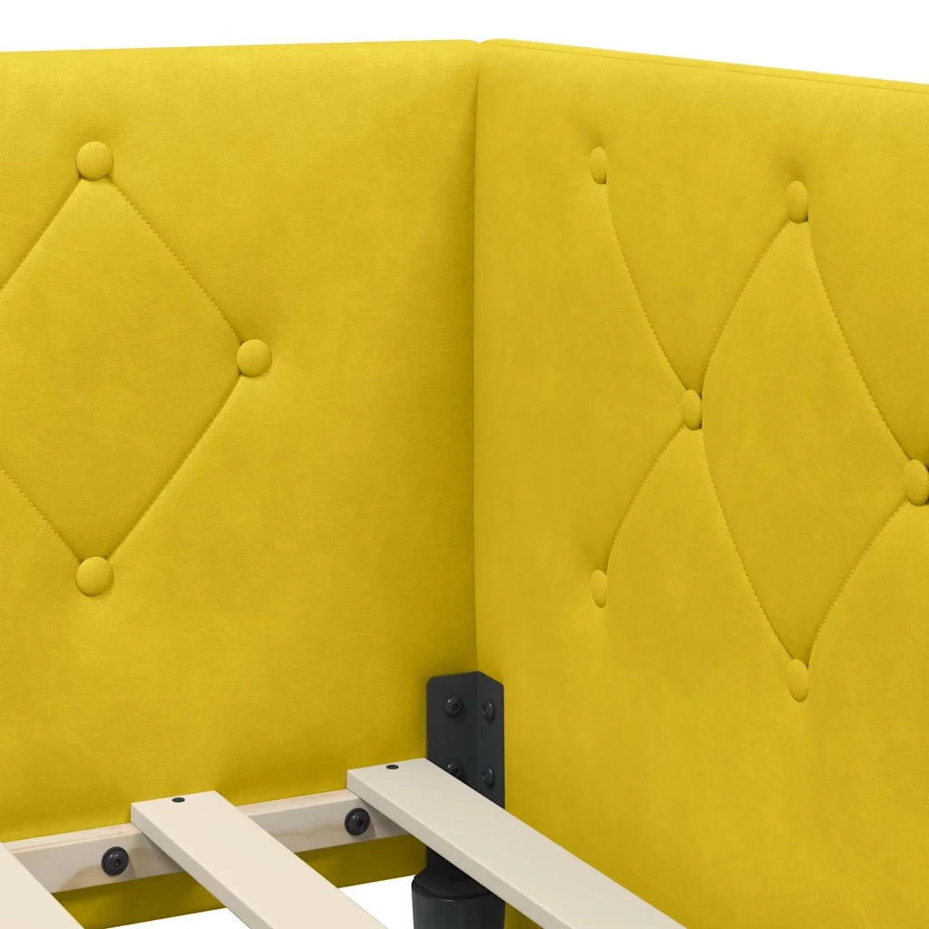 Cornice del letto ad angolo Giallo 90 x 190 cm Velluto 42016529