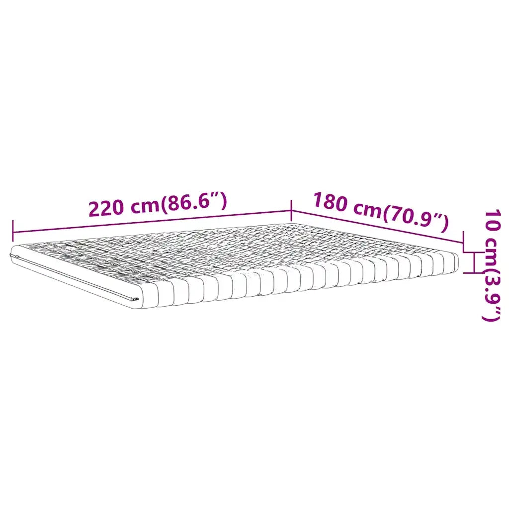Materasso in Schiuma-Materasso per Letto Bianco 180x220 cm 7 Zone Durezza 20 ILD