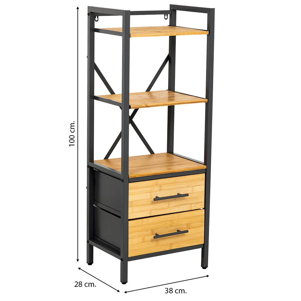 Scaffale in metallo e legno 38x28x100h cm marrone
