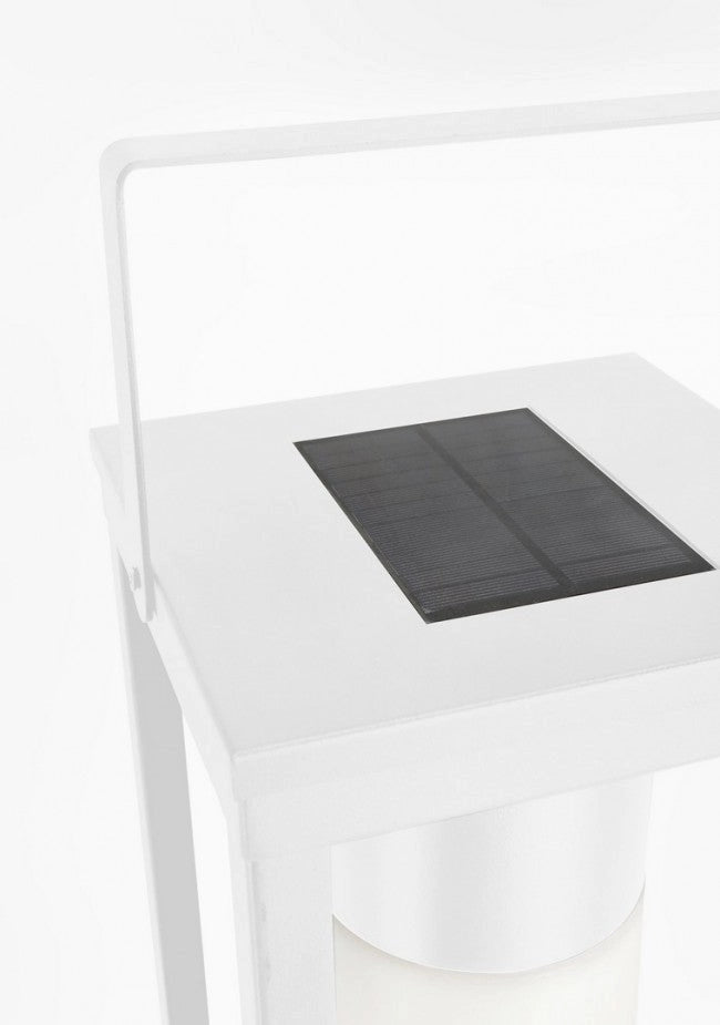 Lampada Lanterna Solare 17x17x38h cm con Manico Bianco