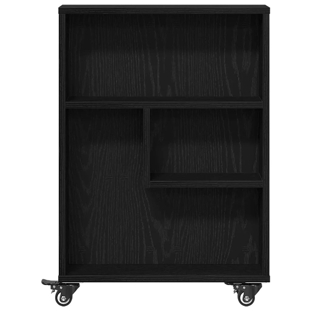Carrello di Stoccaggio Stretto Rovere Nero 48 x 13 x 68 cm 868090