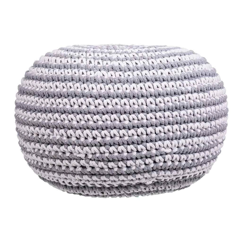 Puff de algodón trenzado gris 45x45x30