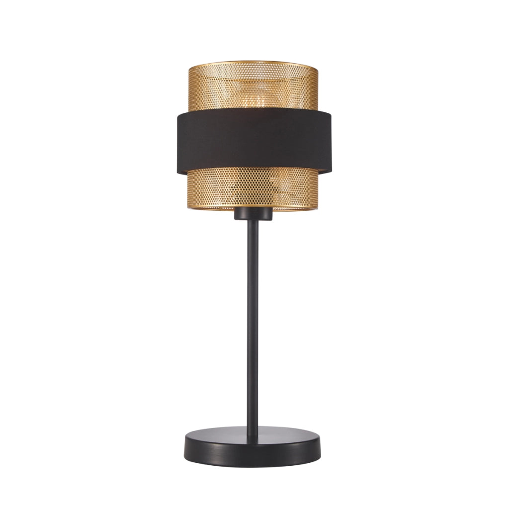 Lampada da tavolo Italux BANS nera oro paralume rete E27