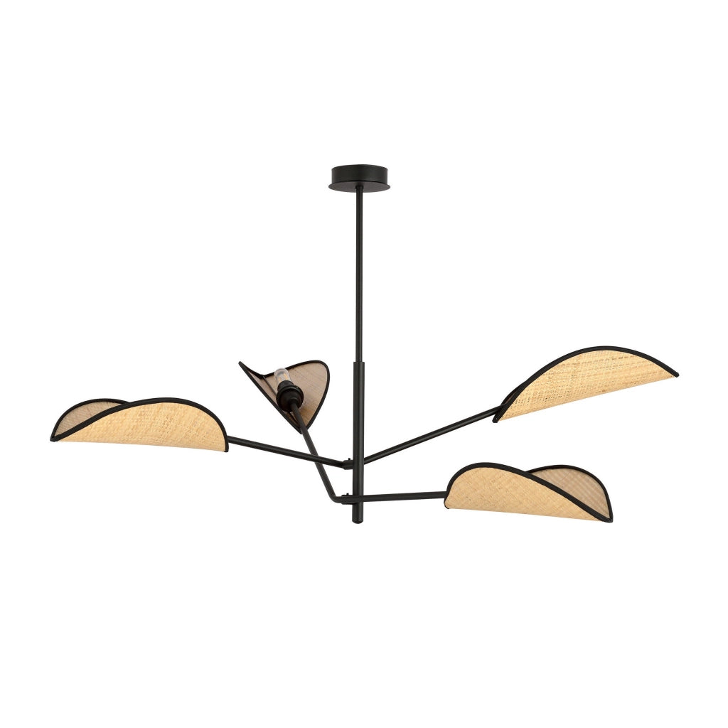 Plafoniera Emibig Vene rattan nero 4xE14 102cm dimmerabile