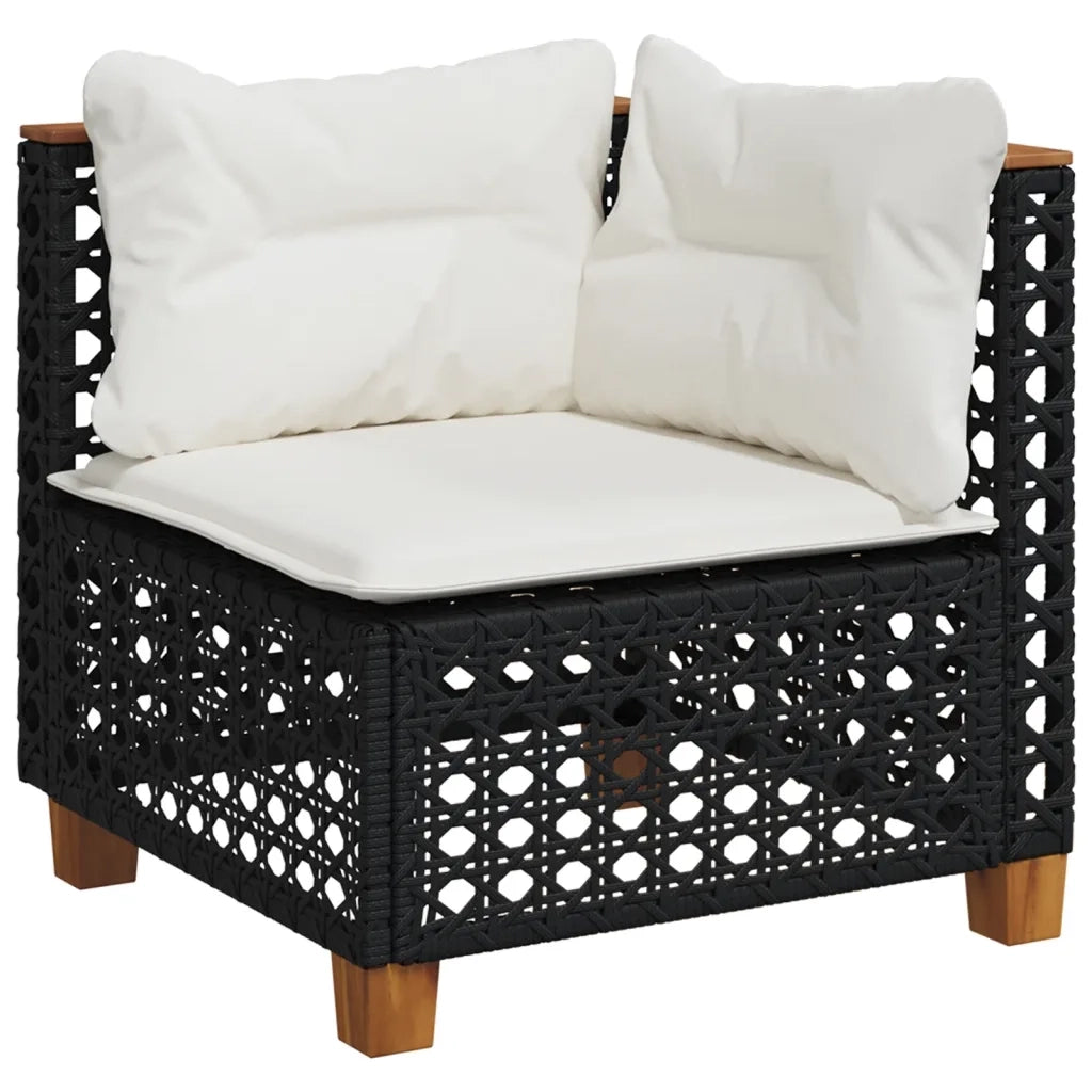Set Divani da Giardino 5 pz con Cuscini in Polyrattan Nero 3261836
