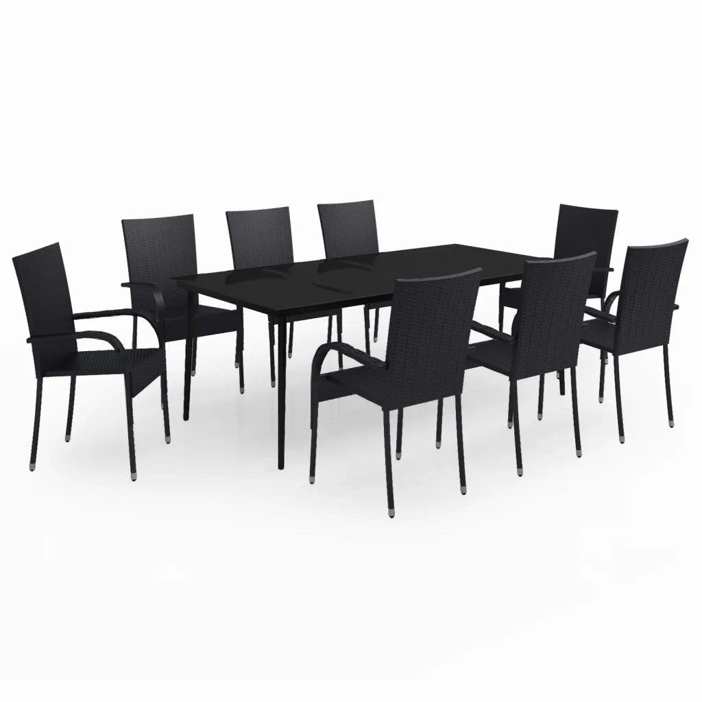 Set da Pranzo per Giardino 9 pz con Cuscini Neri 3099400