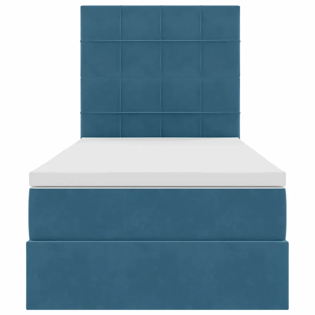 Letto con contenitore e materasso Blu Scuro 90 x 190 cm Velluto