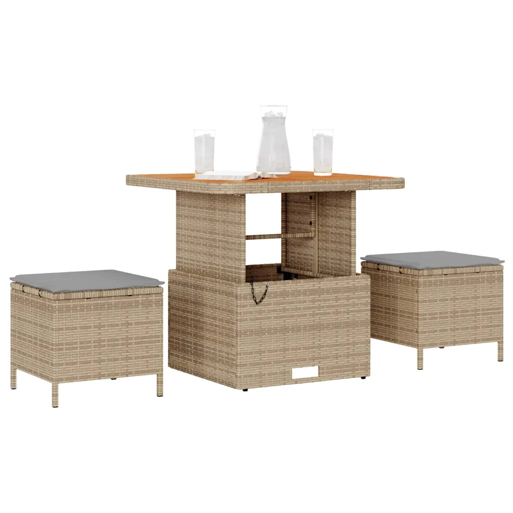 Set da Pranzo per Giardino Beige polyrattan 42007914