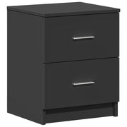 Comodino | Armadio da Notte | Mobiletto da notte con 2 Cassetti Nero 40x36x50 cm