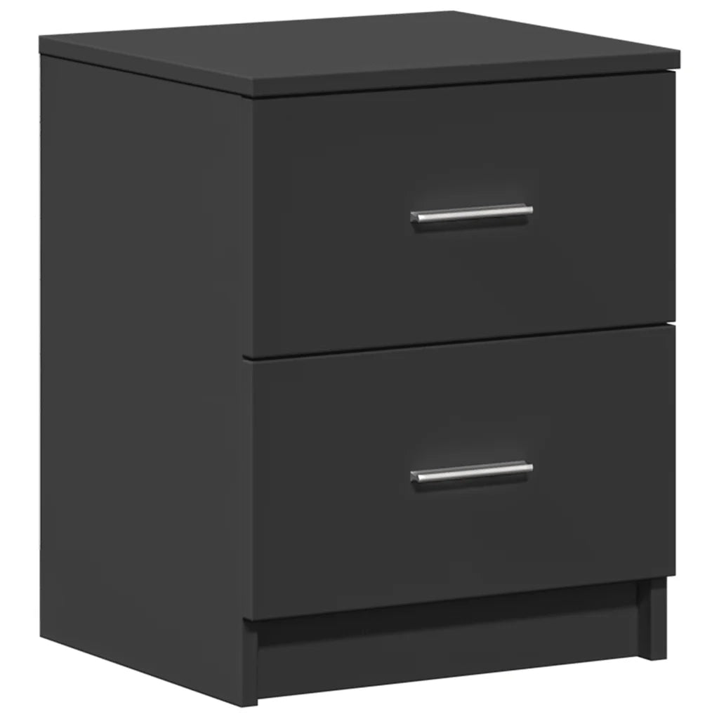 Comodino | Armadio da Notte | Mobiletto da notte con 2 Cassetti Nero 40x36x50 cm