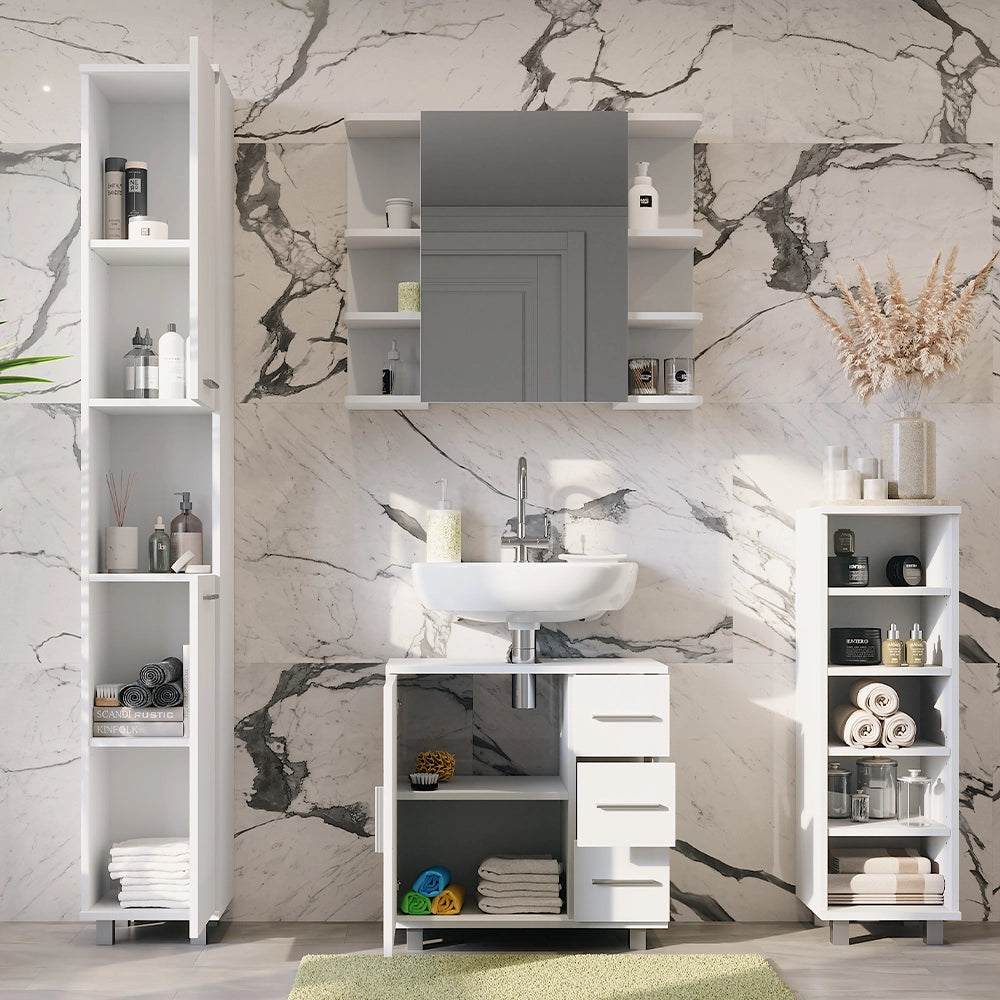 Vicco Set di mobili da bagno Bianco 4 parti