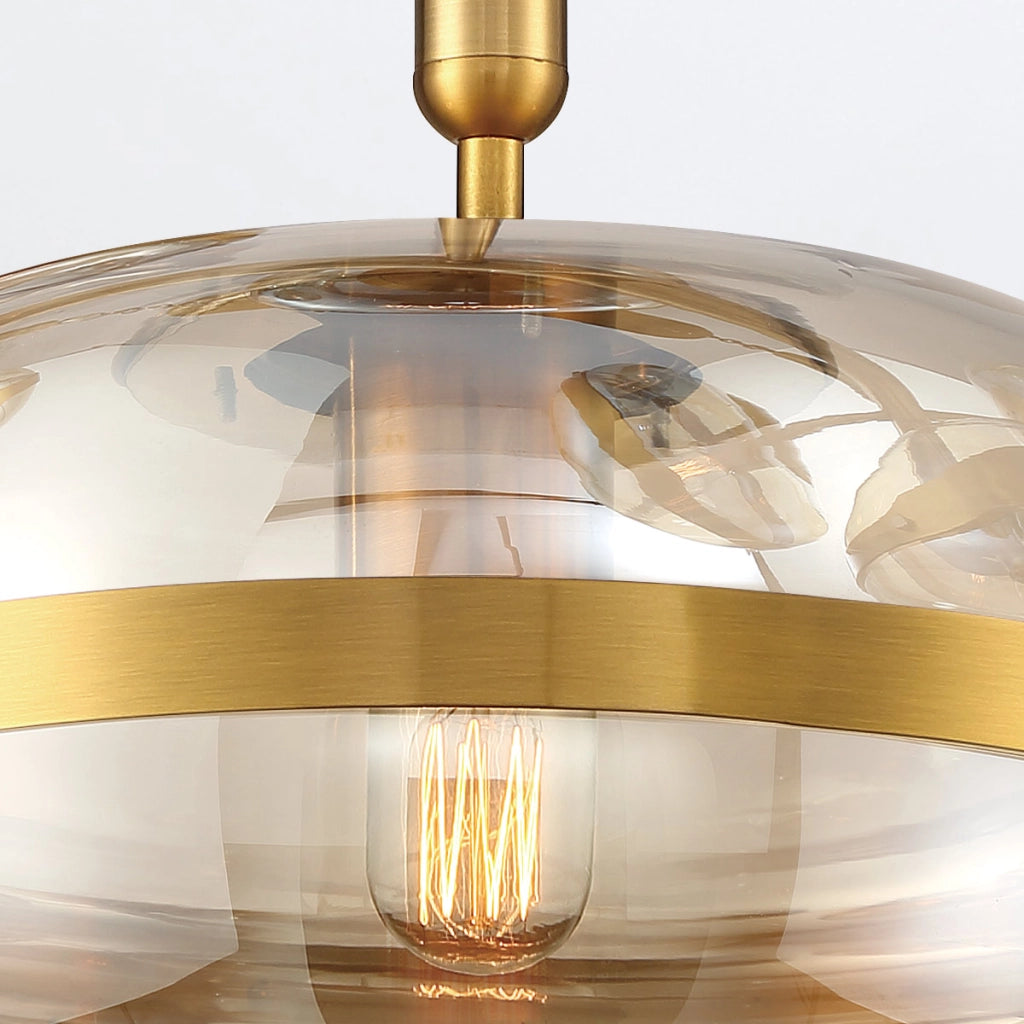 Lampada a sospensione Nottingham ottone ambra Ø36 E27