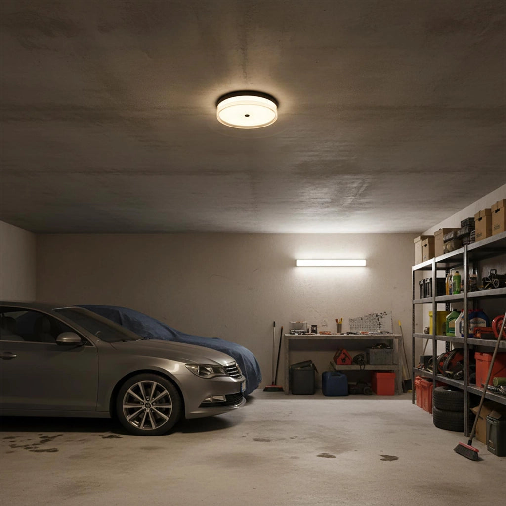 Plafoniera Tonda LED 18W CCT 3 Temperature IP40 Lampada Nera Circolare Moderna Luce Soffitto Parete Bagno Ufficio 23cm