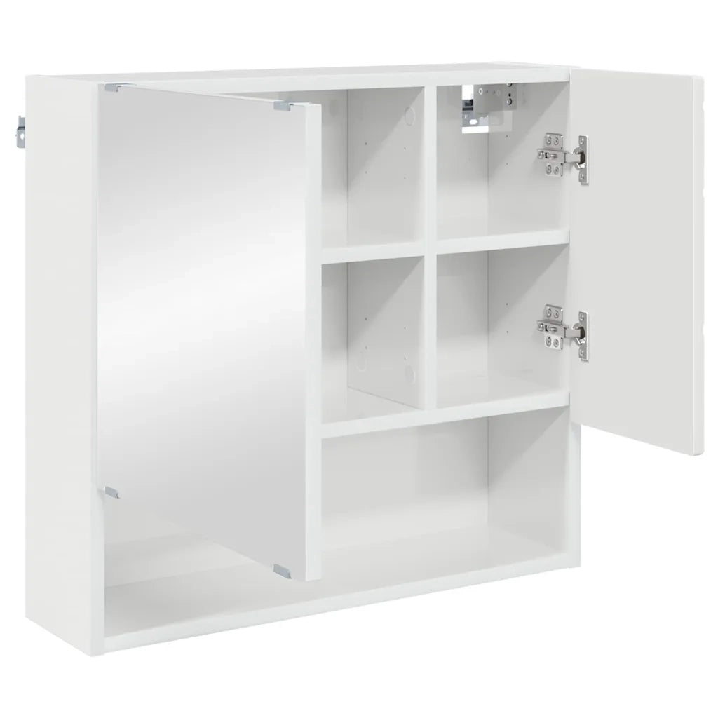 Mobiletto per specchio con porta Bianco Lucido 59 x 17 x 55 cm 883368