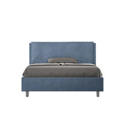 BS COM Letto matrimoniale francese senza rete imbottito 140x200 microfibra blu Large