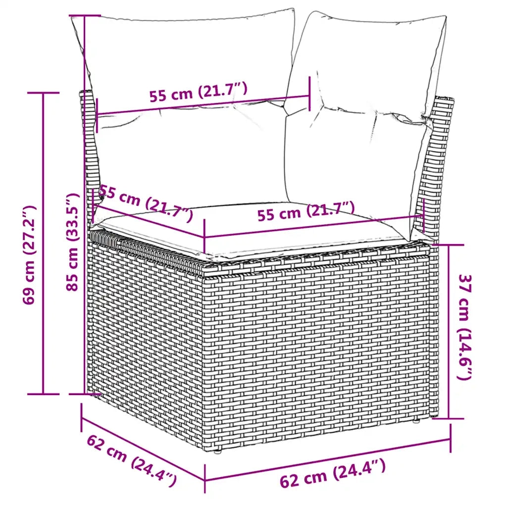 Set Divani da Giardino 10pz con Cuscini in Polyrattan Marrone 3219484