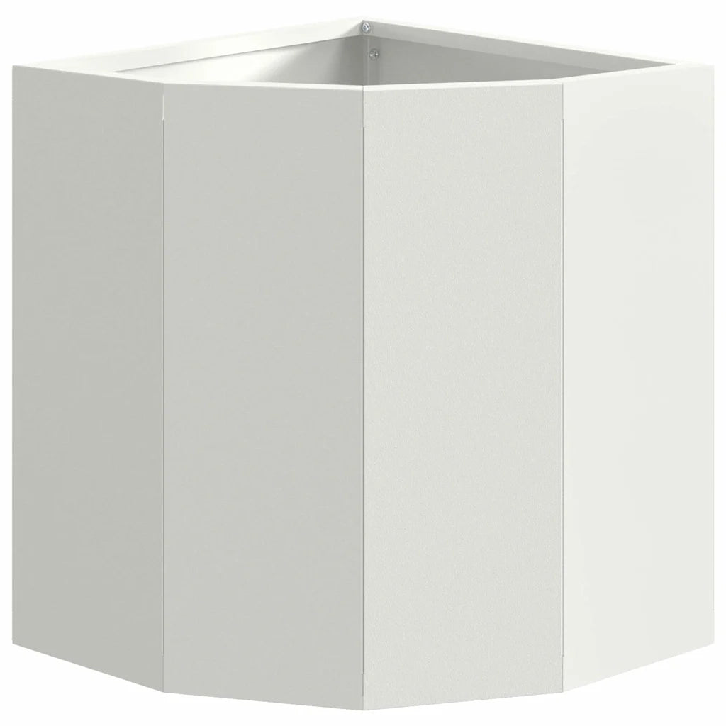 Vaso d'angolo-Fioriera-Contenitore per Piante Bianco 30 x 30 x 35 cm Acciaio