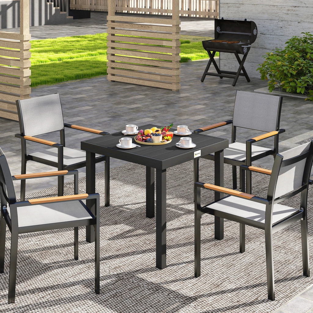 Tavolo da Giardino Tavola da Pranzo Effetto Legno, 78x78 cm, Nero