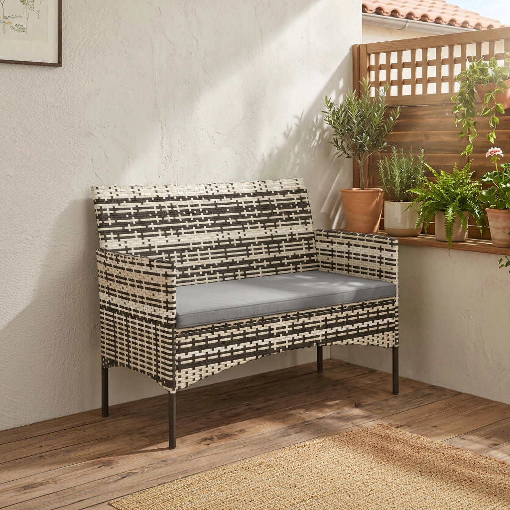 Divano 2 posti in rattan per esterno ¨C zephmum ¨C grigio chiaro