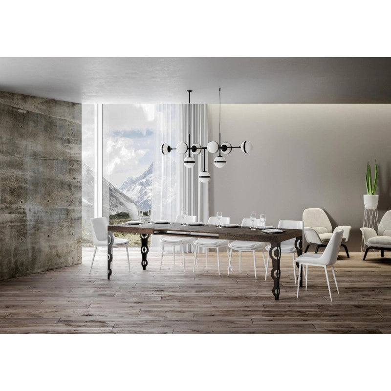 Tavolo allungabile 200/460x90 cm Karamay telaio Antracite - Noce