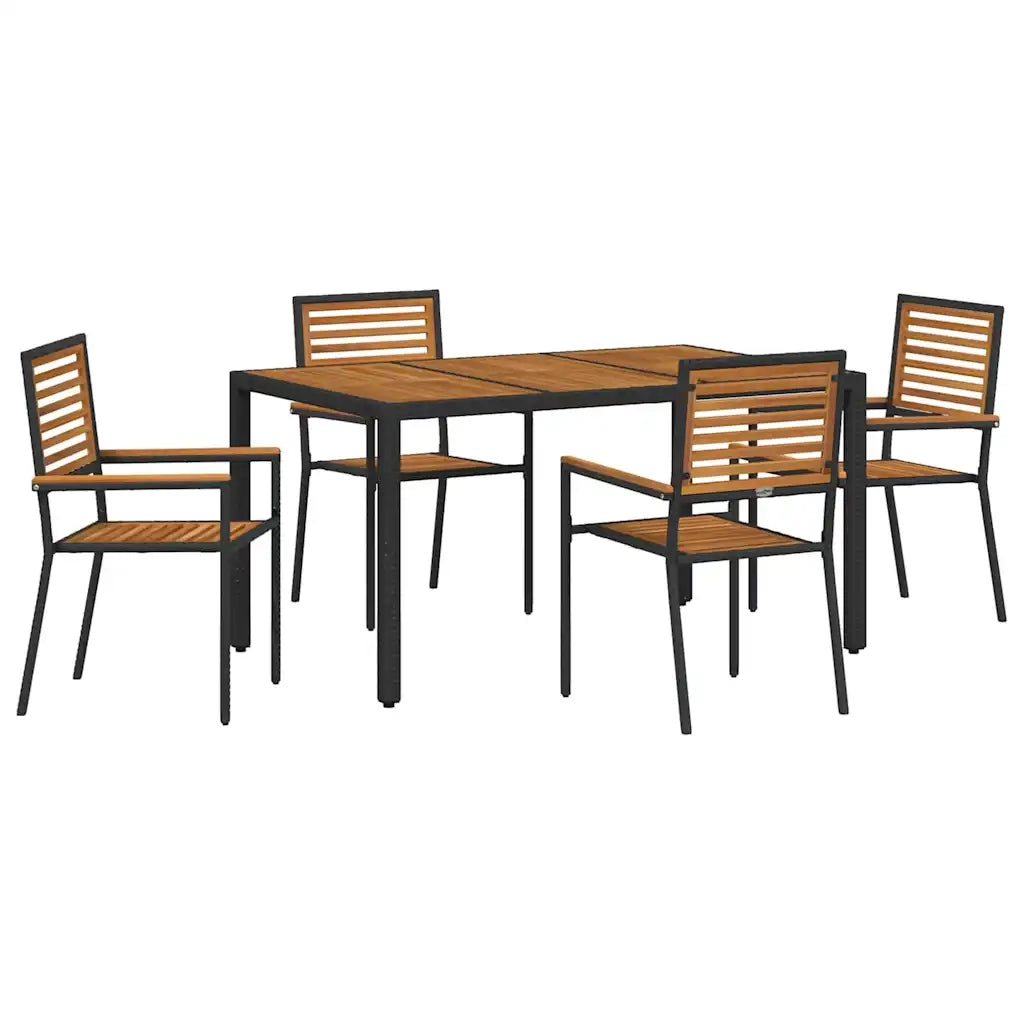 Set da Pranzo per Giardino 5 pcs Nero e Marrone polyrattan 3365438