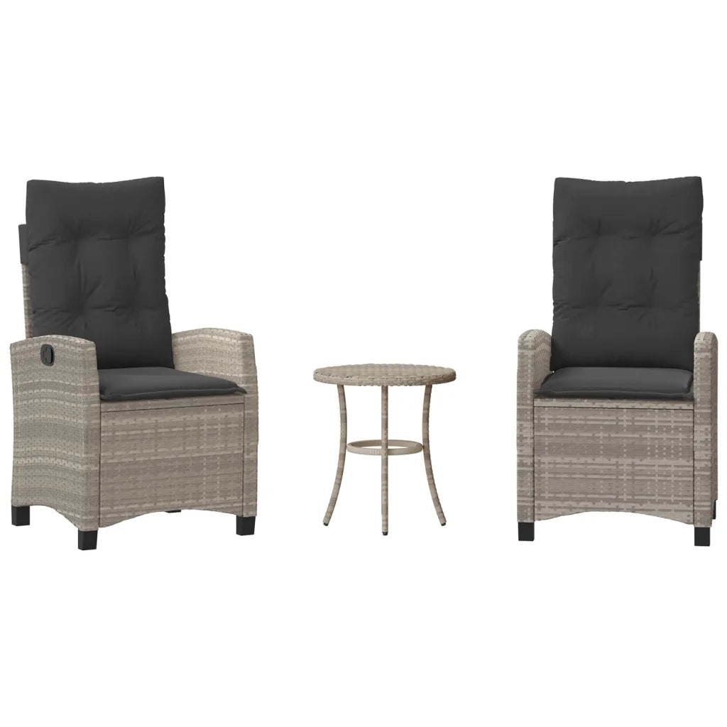 Set da Bistrò 3 pz con Cuscini Grigio Chiaro in Polyrattan 365230