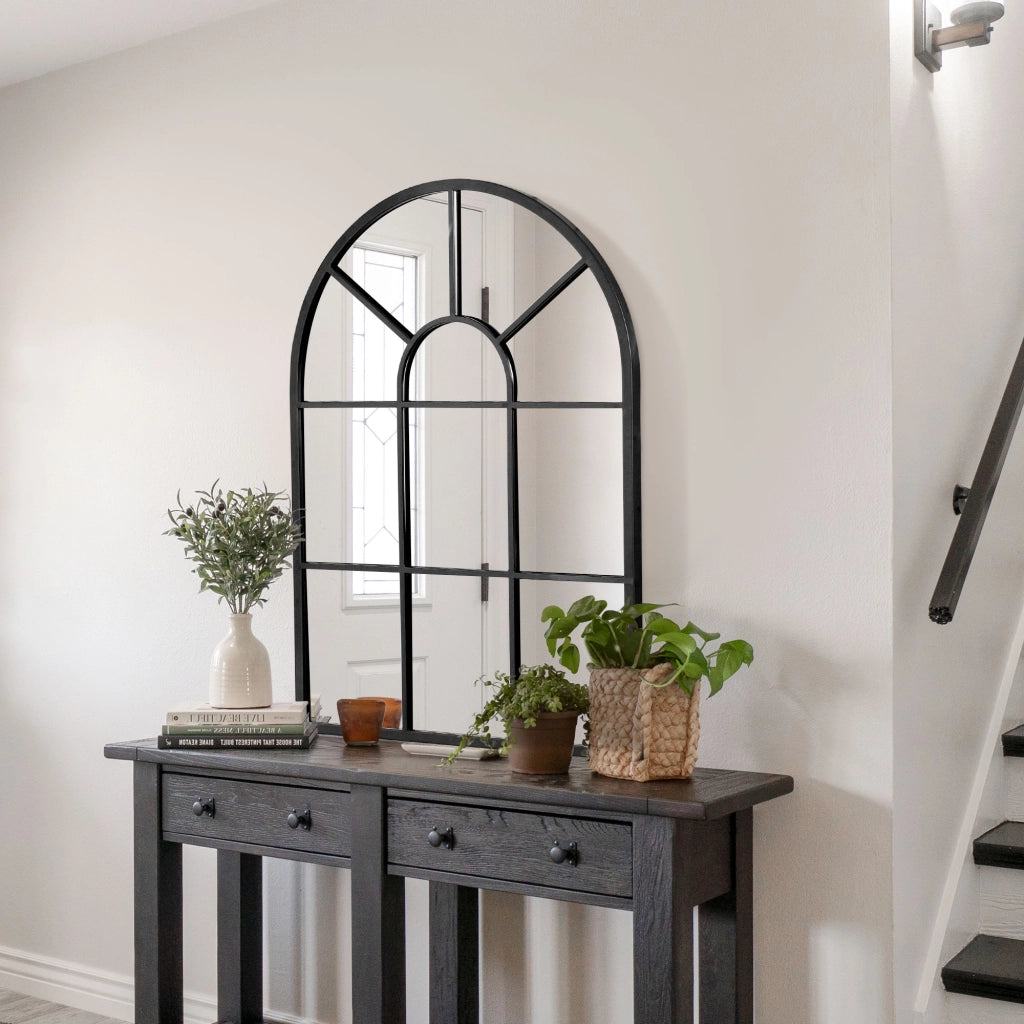 Specchio da parete ad arco ¨C Minimal ¨C Nero 91x60 cm