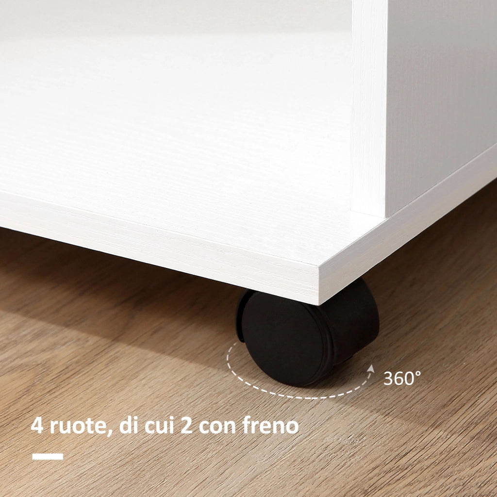 Armadio con Ruote, Appendabiti e 3 Ripiani ¨C Minimal ¨C Legno, 80x40x128 cm