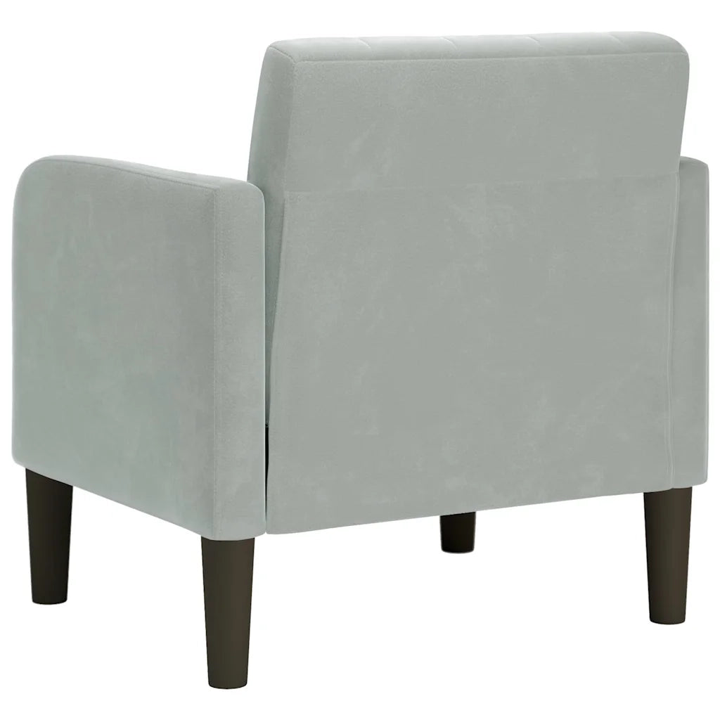 Divano Poltrona | Sedia con Braccioli Grigio Chiaro 54 cm in Velluto