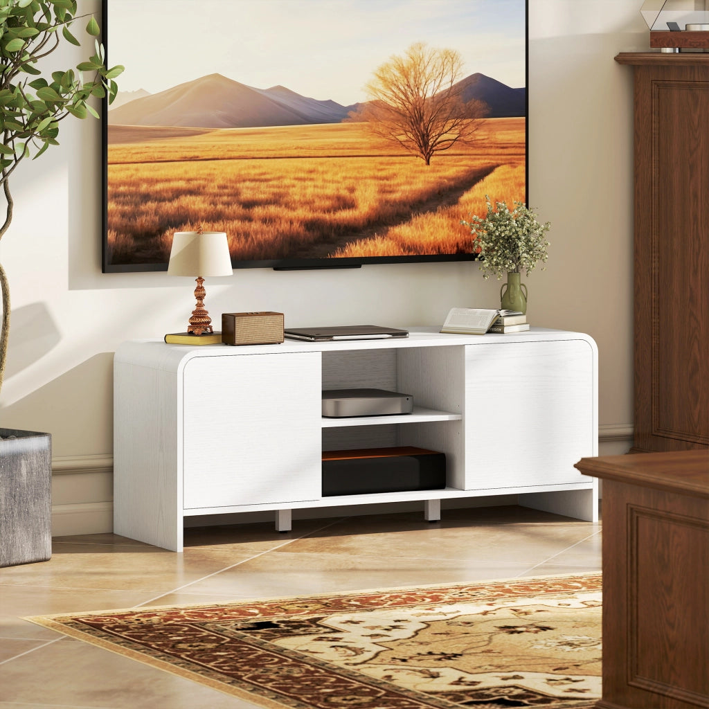 Mobile TV con 2 ante e ripiani ¨C Xylo ¨C Bianco 110x35x45cm