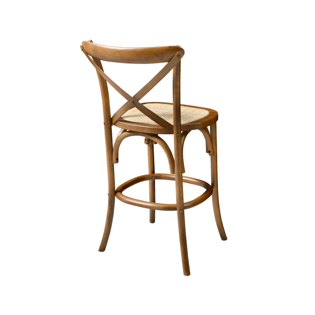 Set di 2 sgabello da bar bistrot vintage legno, noce