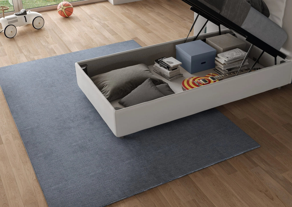 Letto Singolo 80x210 cm con Rete e Contenitore Sunny Bianco