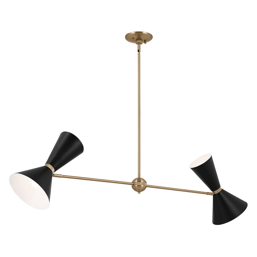 Lampada sospensione lineare Phix 130cm ottone/nero 4xE27