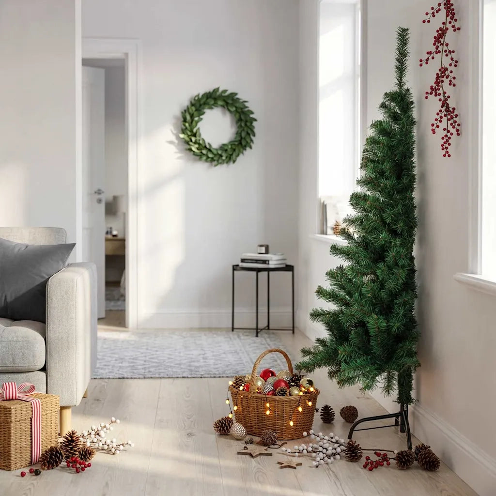 Albero di Natale | Decorazioni natalizie Artificiale Met¨¤ con Supporto Verde 150 cm PVC