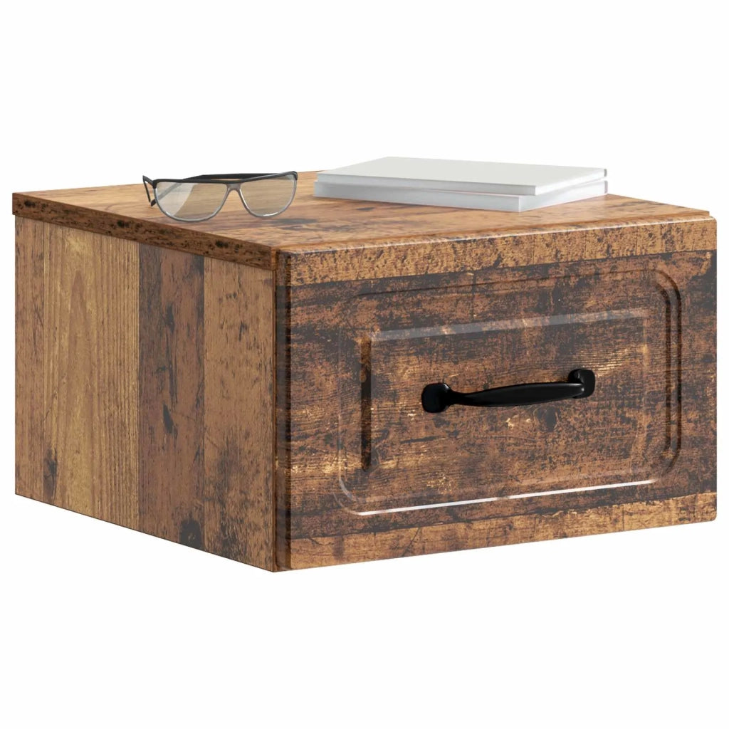 Comodino | Armadio da Notte | Mobiletto da notte a muro Legno antico 34,5 x 33 x 20 cm