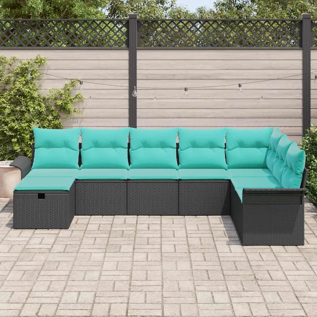 Set Divano da Giardino con cuscino 8 pcs Nero Poly Rattan 3360267
