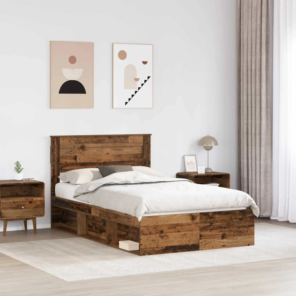 Struttura del letto-Giroletto Legno vecchio 135 x 190 cm Pino massello 559261