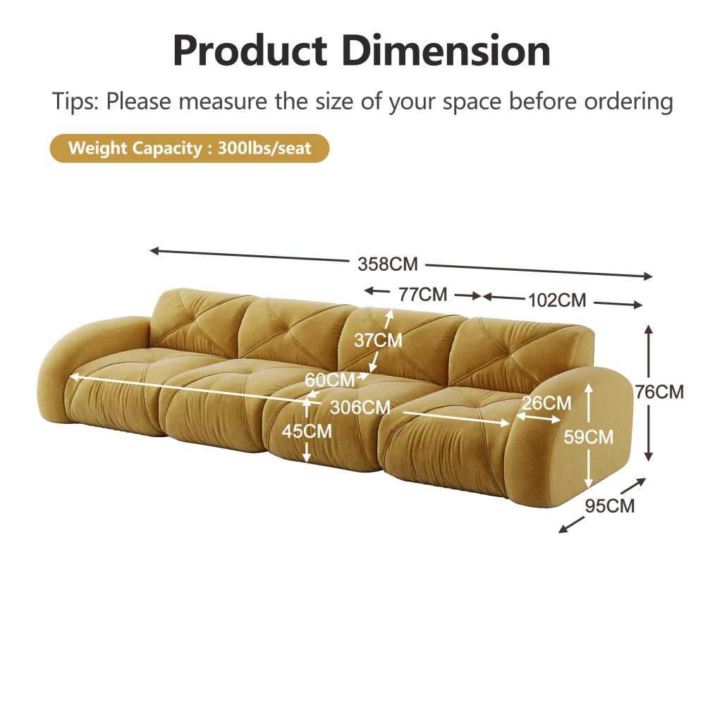 Sof¨¤ modulare senza cornice - Zephmum- 4 posti extra grande tessuto Chenille antiscivolo