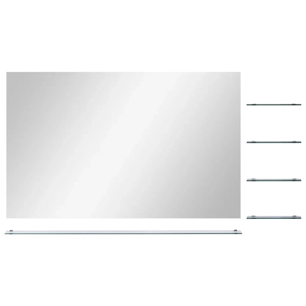 Specchio da Parete con 5 Mensole Argento 100x60 cm 249446