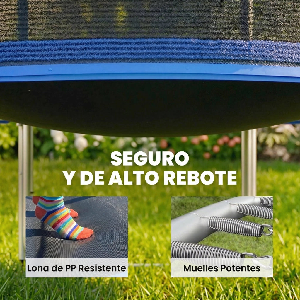 Trampolino Elastico ?366 cm ¨C Xylo ¨C Con Rete di Sicurezza Scala e Protezione Molle Blu